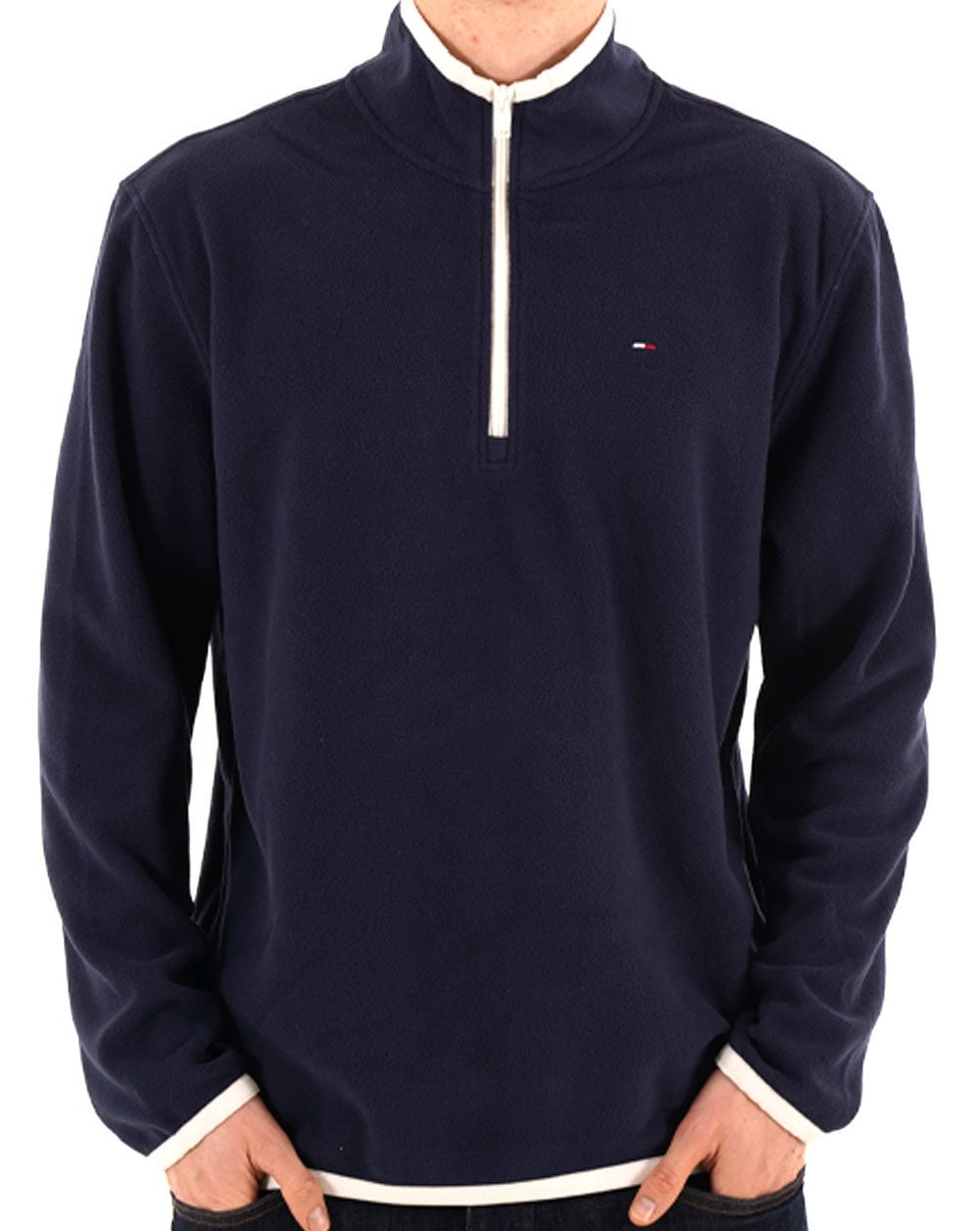 Tommy Jeans Flag 1/4 Zip Polar Fleece Dunkelblau