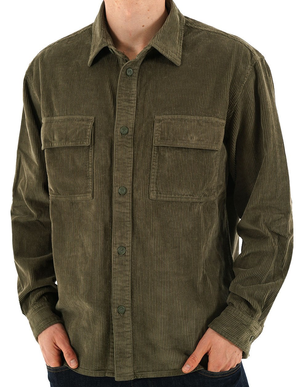 Benetton Rippstrick-Overshirt in Militärgrün