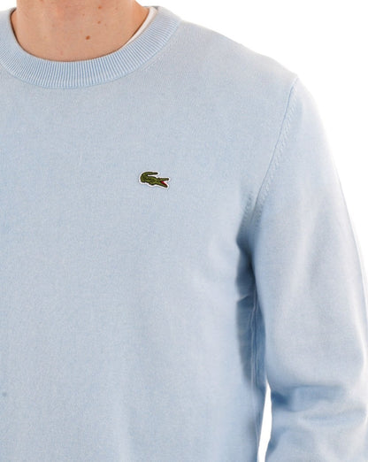 Lacoste Baumwollmisch-Rundstrickpullover, Himmelblau