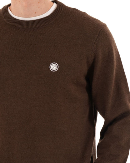 Hübscher grüner Merino-Mischstrickpullover, braun
