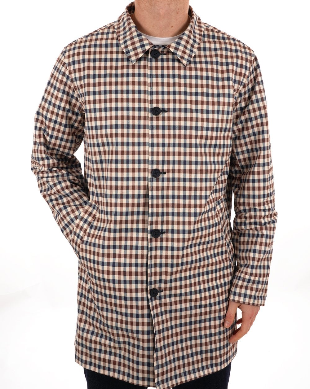 Aquascutum Classic Trench Navy Check Reversible