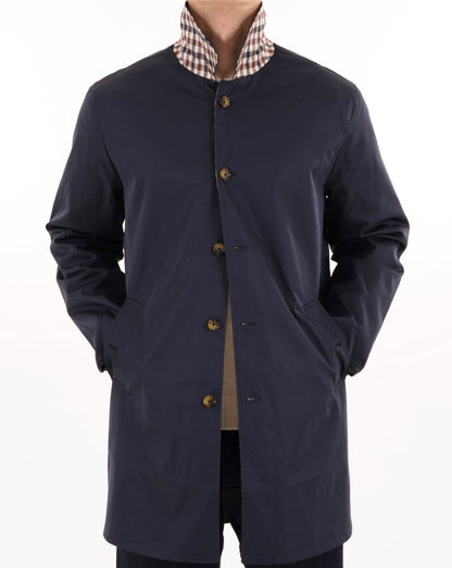 Aquascutum Klassischer Trenchcoat, Marineblau, kariert, wendbar