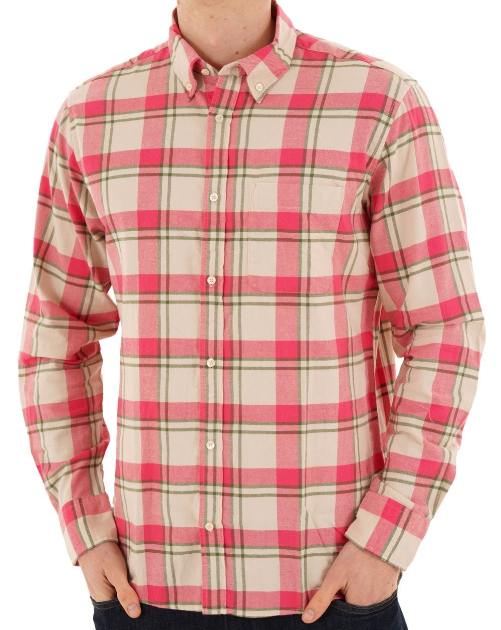 Benetton Flanellhemd mit Karomuster, Sand