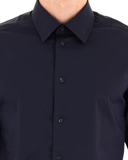 Benetton Popeline Slim Fit Hemd Marineblau
