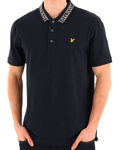 Lyle & Scott Logo Ribbed Polo Shirt Navy