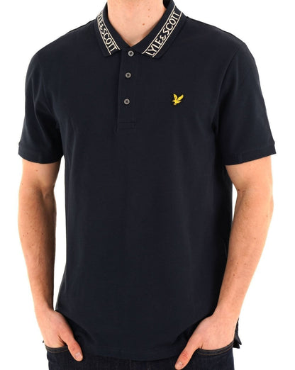Lyle & Scott Logo-Rippstrick-Poloshirt, Marineblau