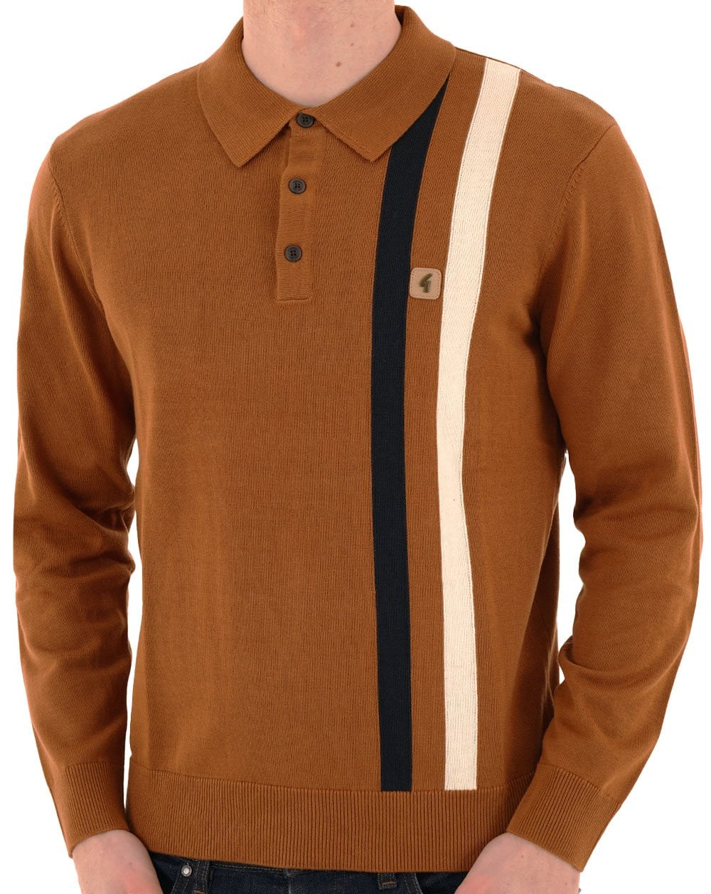 Gabicci Vintage Coltrane Stripe Knit Walnuss