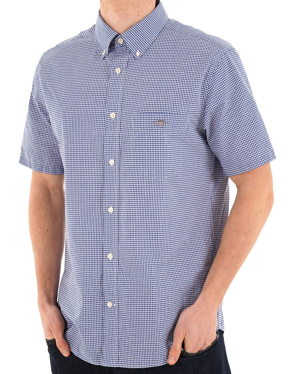 Gant Poplin Gingham Kurzarmhemd College Blue