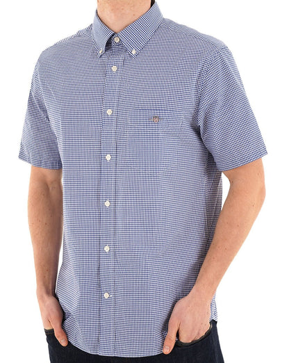 Gant Poplin Gingham Kurzarmhemd College Blue