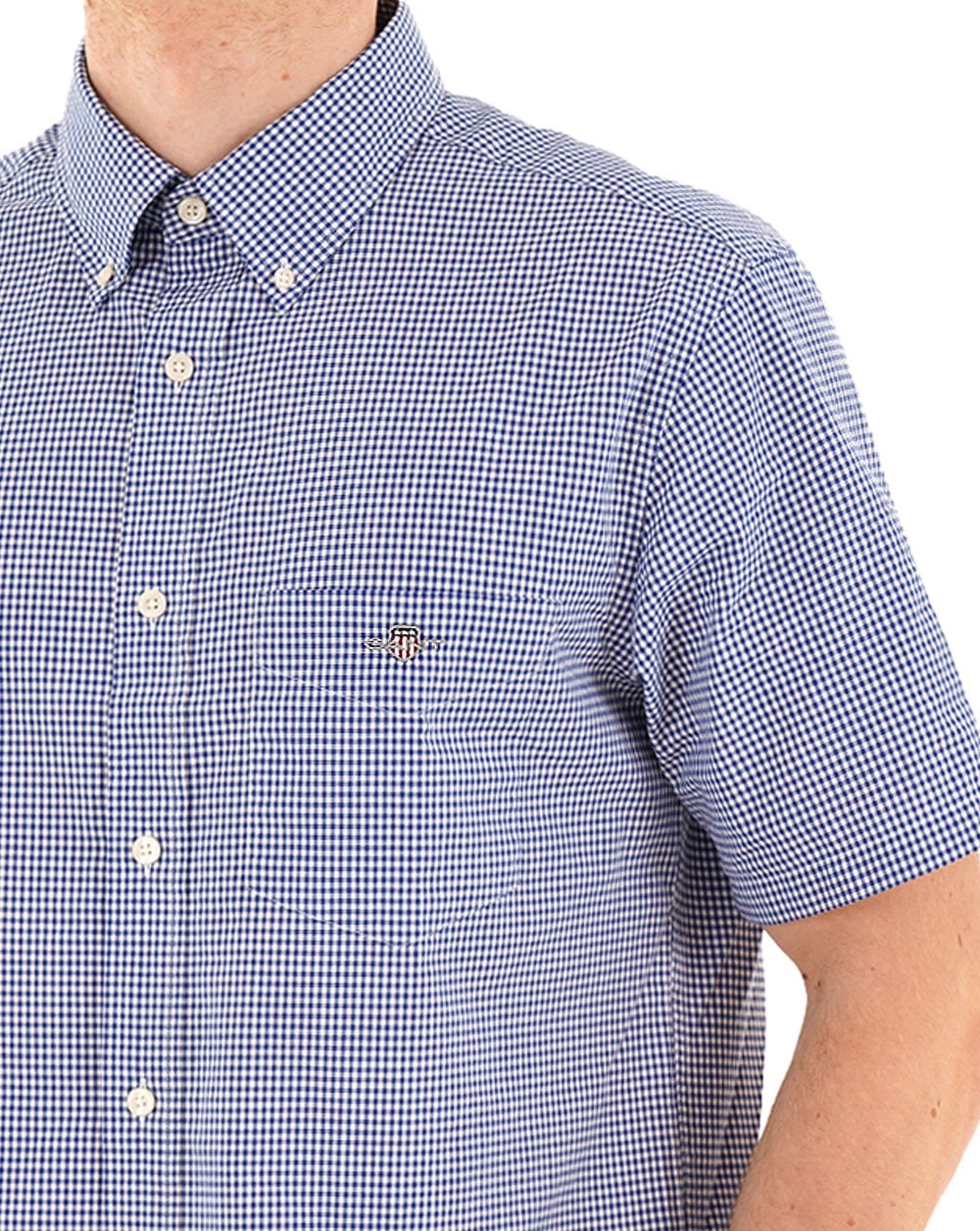 Gant Poplin Gingham SS Shirt College Blue