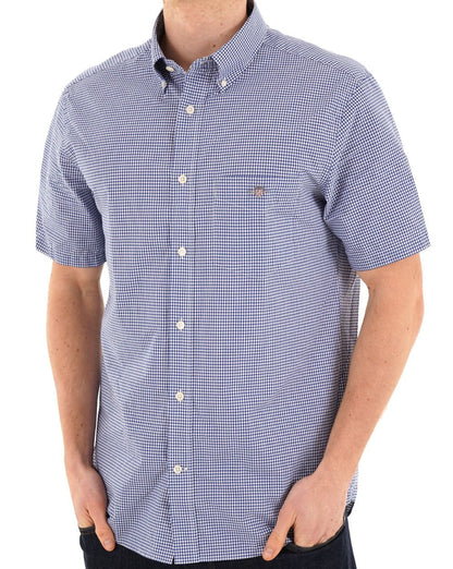 Gant Poplin Gingham Kurzarmhemd College Blue