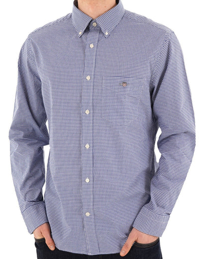 Gant Poplin Gingham Langarmshirt Collegeblau