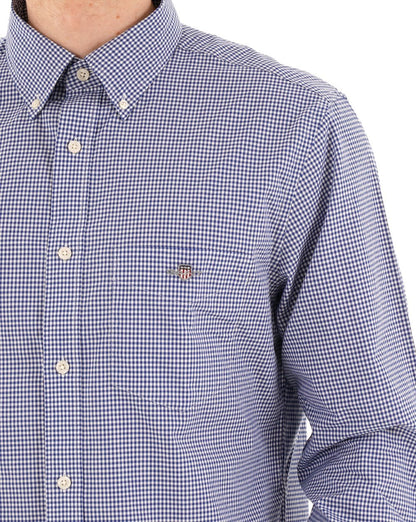 Gant Poplin Gingham Langarmshirt Collegeblau