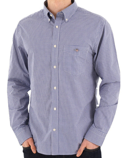 Gant Poplin Gingham Langarmshirt Collegeblau
