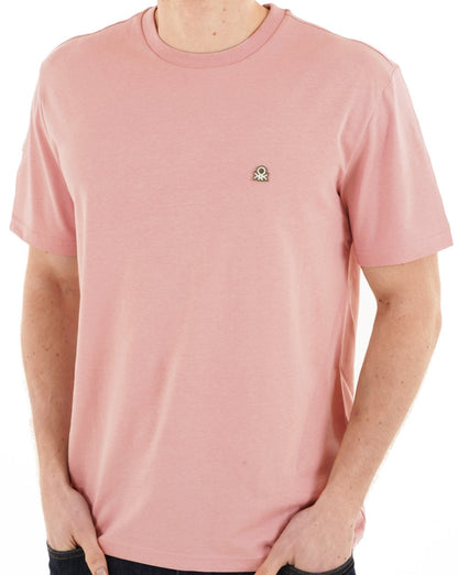 Benetton T-Shirt mit kleinem Logo, Altrosa/Dunkelgrau