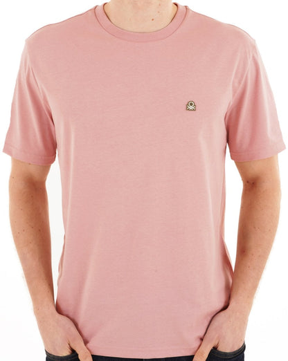 Benetton T-Shirt mit kleinem Logo, Altrosa/Dunkelgrau