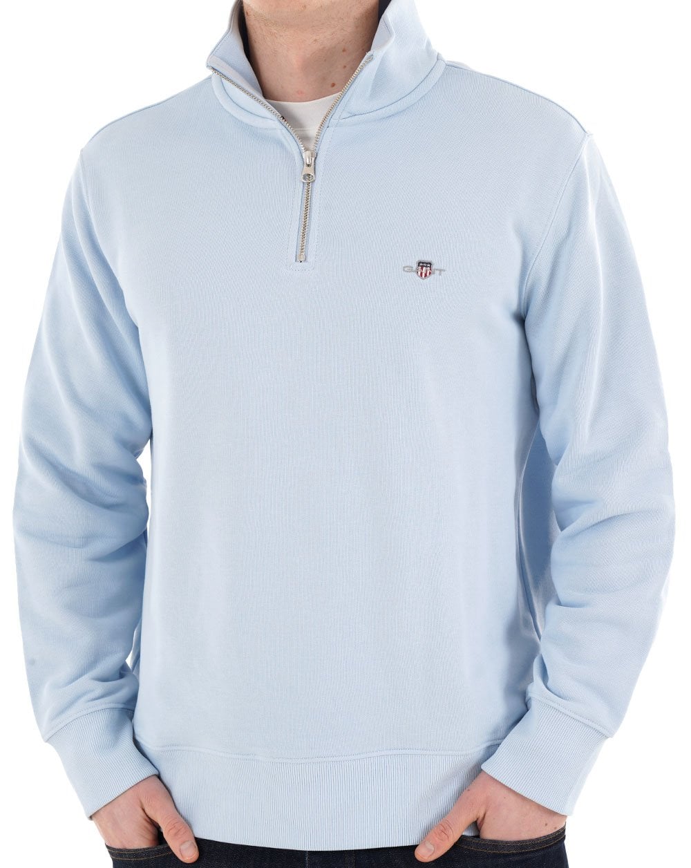 Gant Shield Half Zip Sweatshirt Fresh Blue