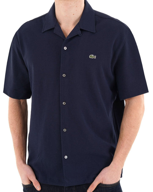 Lacoste Lacoste Piqué-Baumwoll-Poloshirt mit kurzen Ärmeln, Marineblau