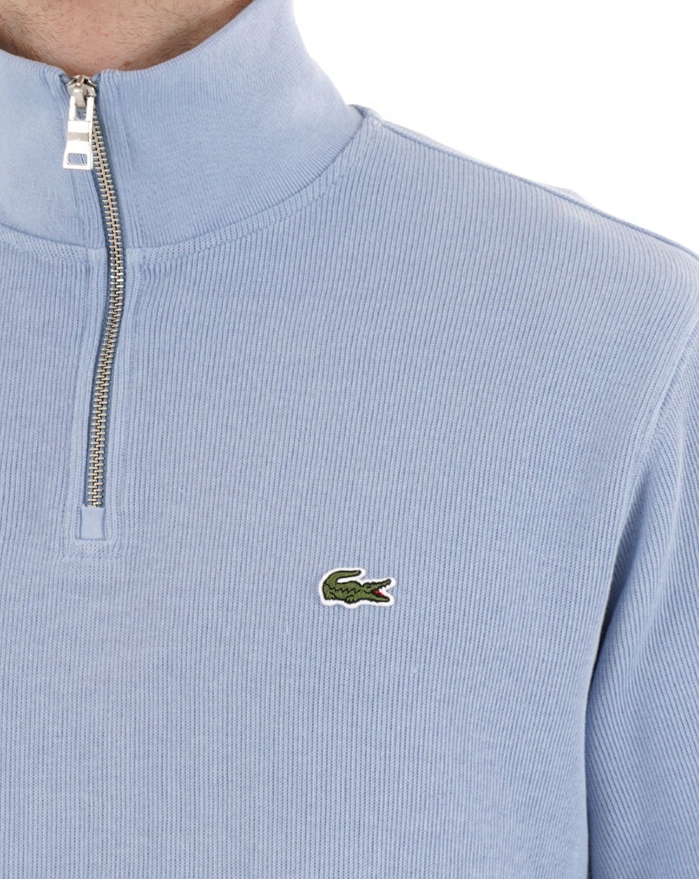 Lacoste Sweatshirt mit halbem Reißverschluss, hellblau