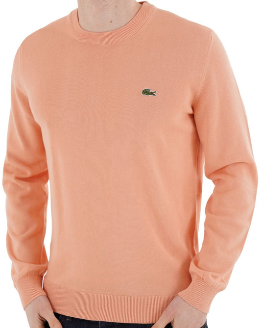 Lacoste Strickpullover mit Rundhalsausschnitt, Pfirsich