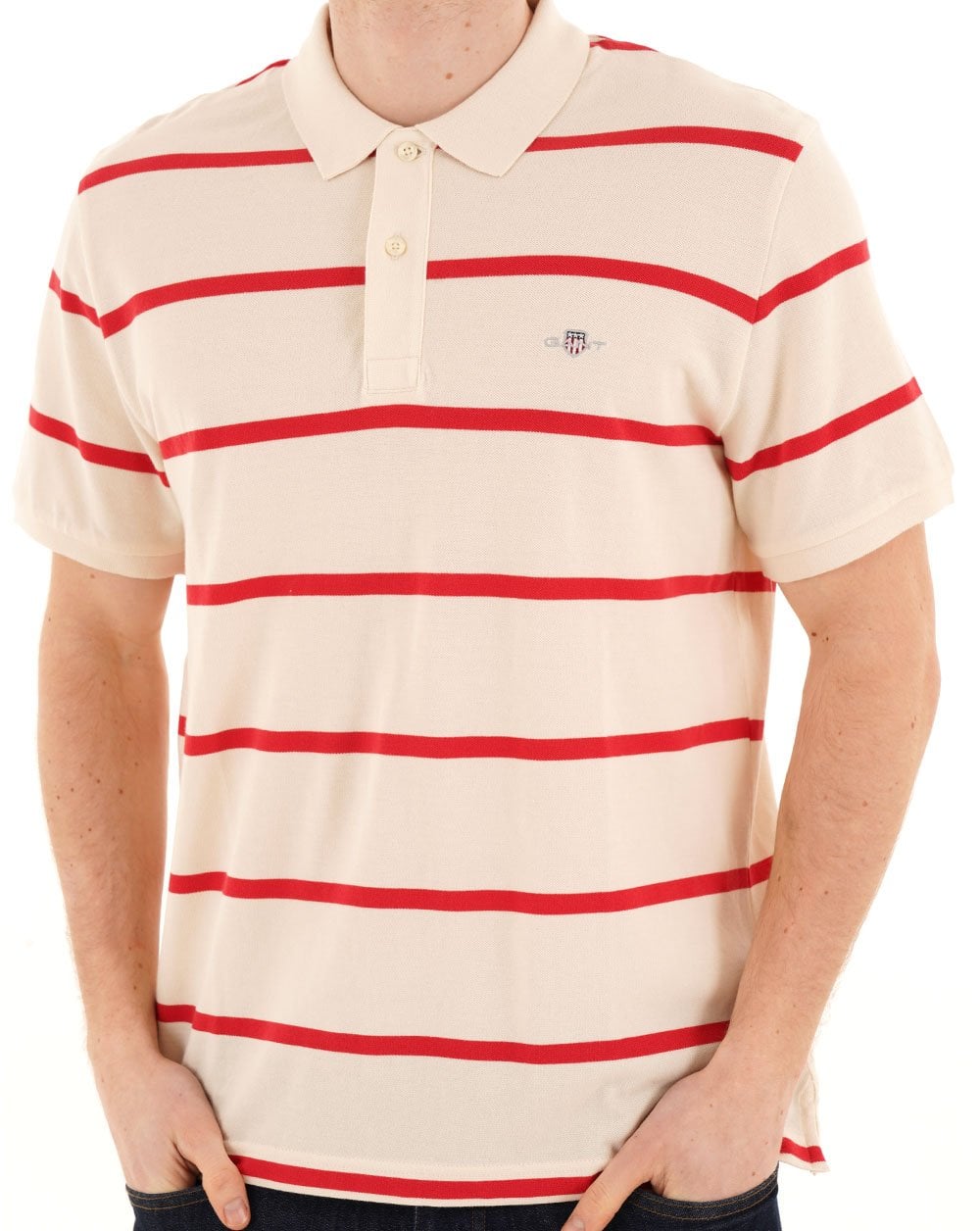 Gant Poloshirt mit Streifen, Cremeweiß