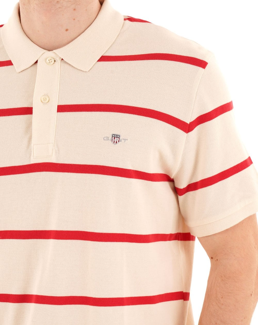 Gant Poloshirt mit Streifen, Cremeweiß