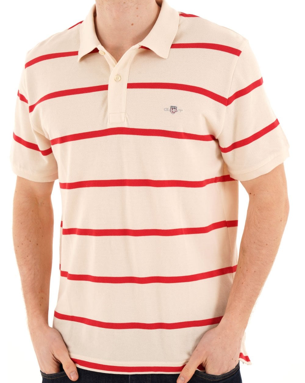 Gant Poloshirt mit Streifen, Cremeweiß