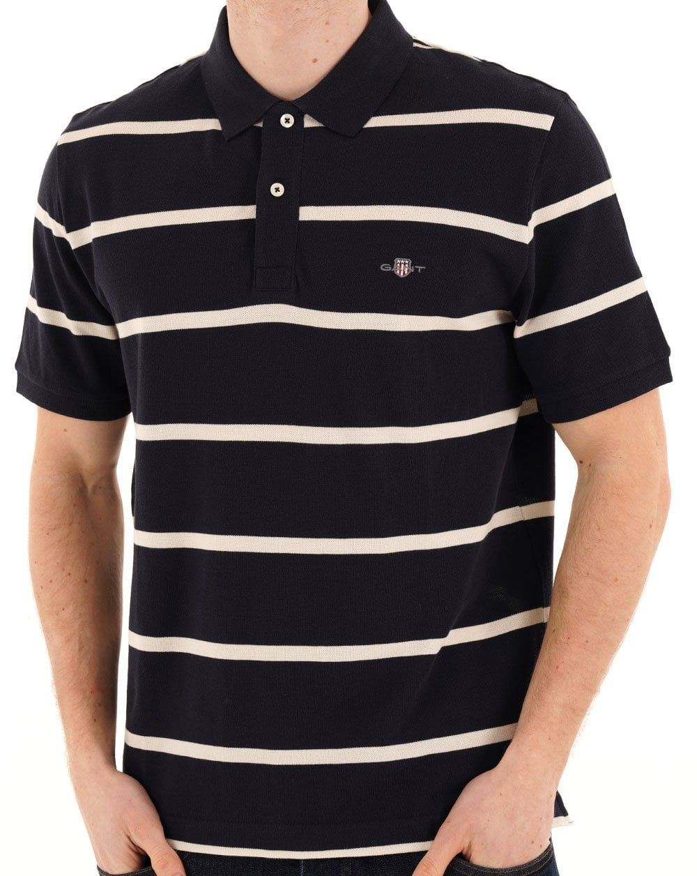 Gant Gestreiftes Poloshirt Marineblau