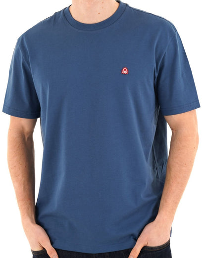 Benetton T-Shirt mit kleinem Logo, gewaschenes Marineblau