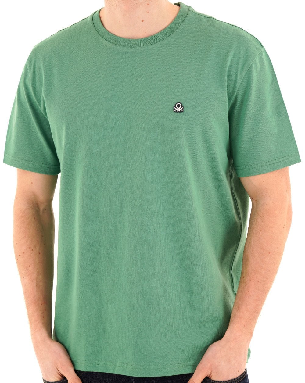 Benetton T-Shirt mit kleinem Logo, Salbeigrün