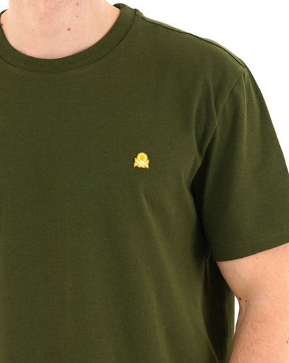 Benetton T-Shirt mit kleinem Logo Dunkelgrün