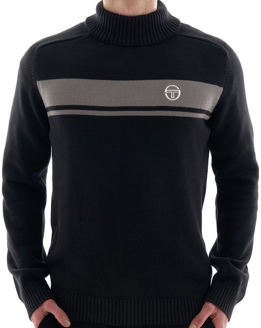 Sergio Tacchini Masters Rollkragenpullover Schwarz/Grau