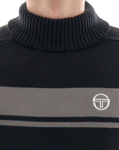 Sergio Tacchini Masters Rollkragenpullover Schwarz/Grau