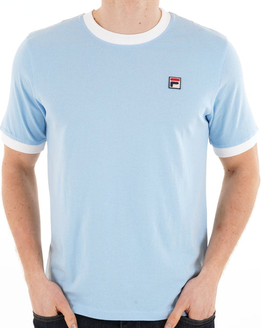 Fila Vintage Ringer T-Shirt Hellblau Weiß