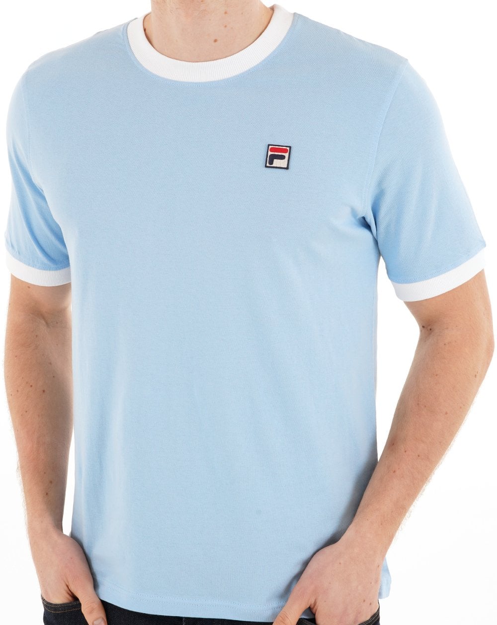 Fila Vintage Ringer T-Shirt Hellblau Weiß