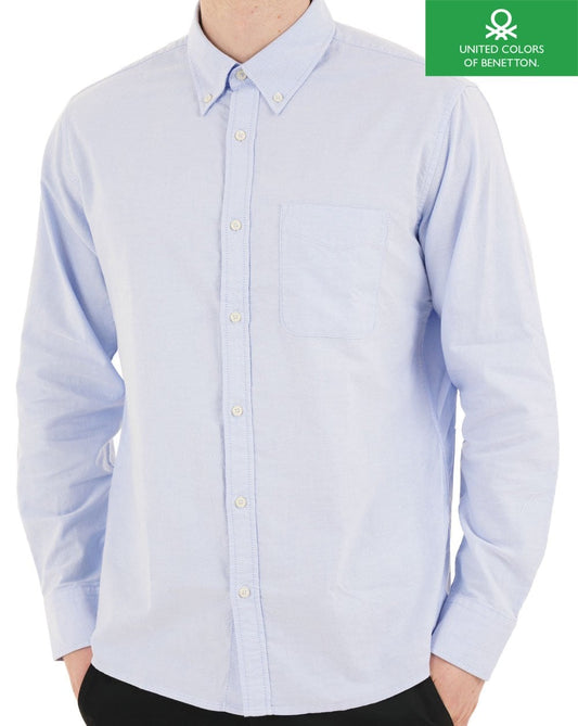 Benetton Oxford-Baumwollhemd, Himmelblau