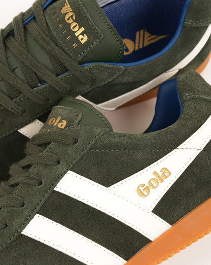 Gola Harrier Wildleder-Sneaker Dunkelgrün/Cremeweiß/Marineblau
