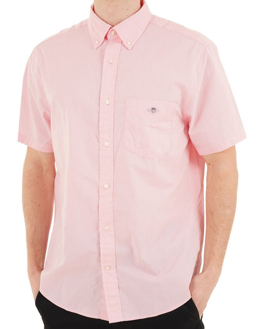 Gant Popeline Kurzarmhemd, gewaschenes Rosa