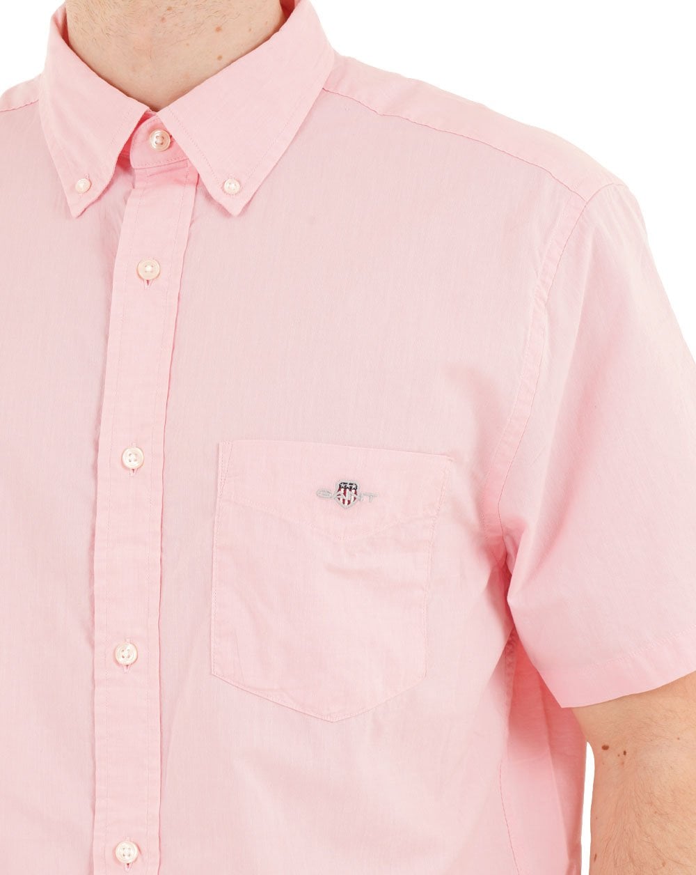 Gant Popeline Kurzarmhemd, gewaschenes Rosa