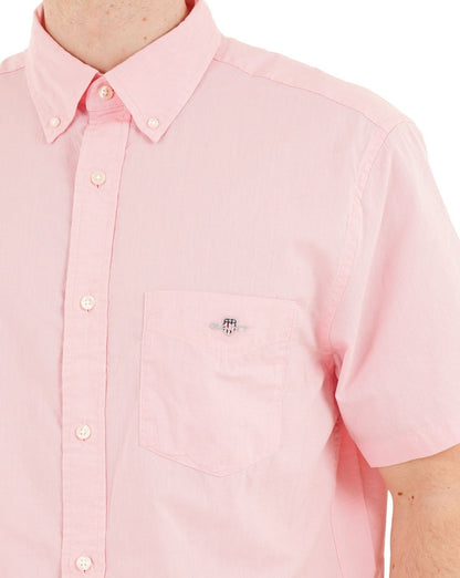 Gant Popeline Kurzarmhemd, gewaschenes Rosa