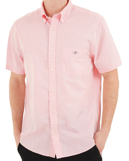 Gant Popeline Kurzarmhemd, gewaschenes Rosa
