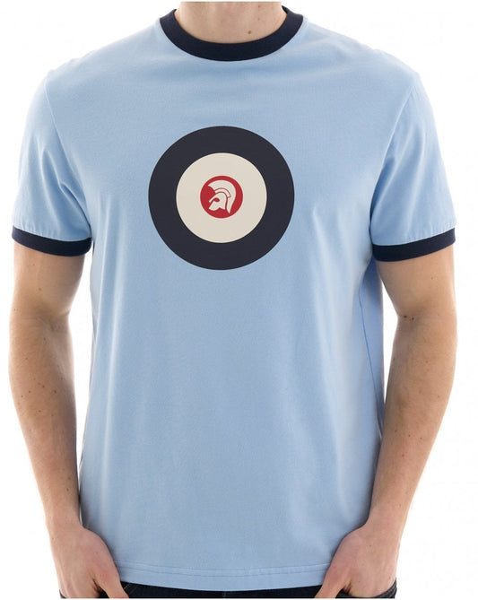 Trojan Target Ringer T-Shirt, hellblau