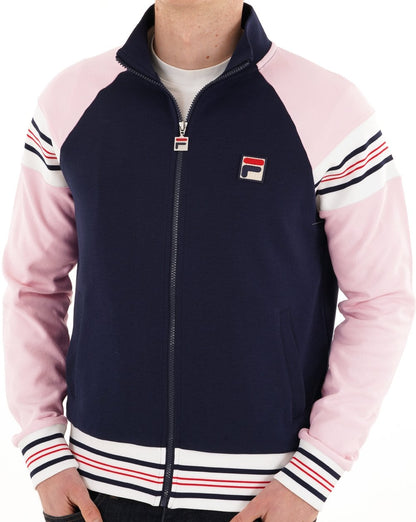 Fila Vintage Advantage Trainingsjacke, Marineblau und Zartrosa