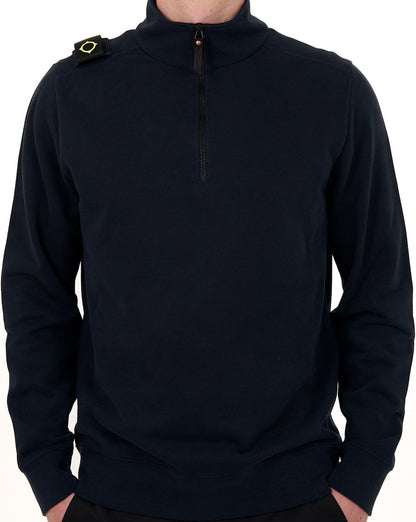 MA.STRUM Sweatshirt mit Viertelreißverschluss, Marineblau