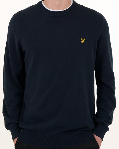 Lyle & Scott Baumwollpullover mit Rundhalsausschnitt, Dunkelblau