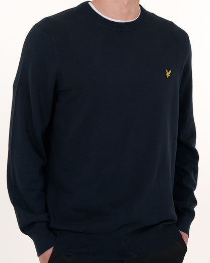 Lyle & Scott Baumwollpullover mit Rundhalsausschnitt, Dunkelblau
