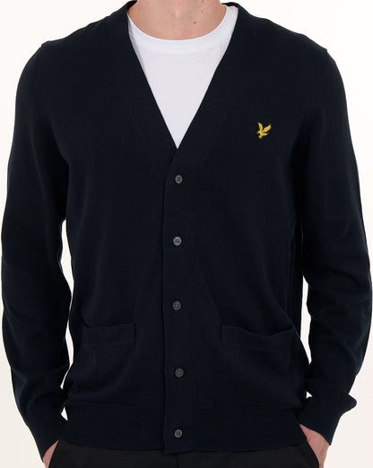 Lyle & Scott Baumwoll-Cardigan mit V-Ausschnitt, Dunkelblau