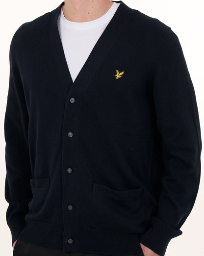 Lyle & Scott Baumwoll-Cardigan mit V-Ausschnitt, Dunkelblau