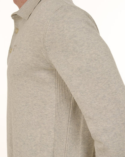 Barbour Pima Baumwollstrick-Langarm-Poloshirt, neutral
