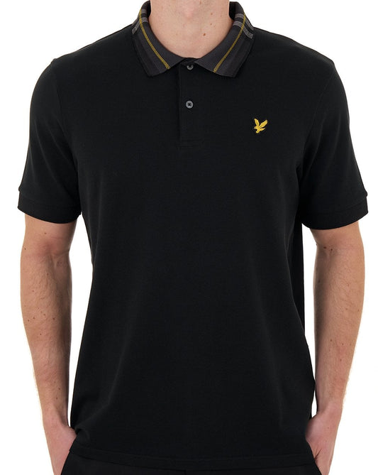 Lyle And Scott Lyle & Scott Poloshirt mit Tartankragen, Tiefschwarz